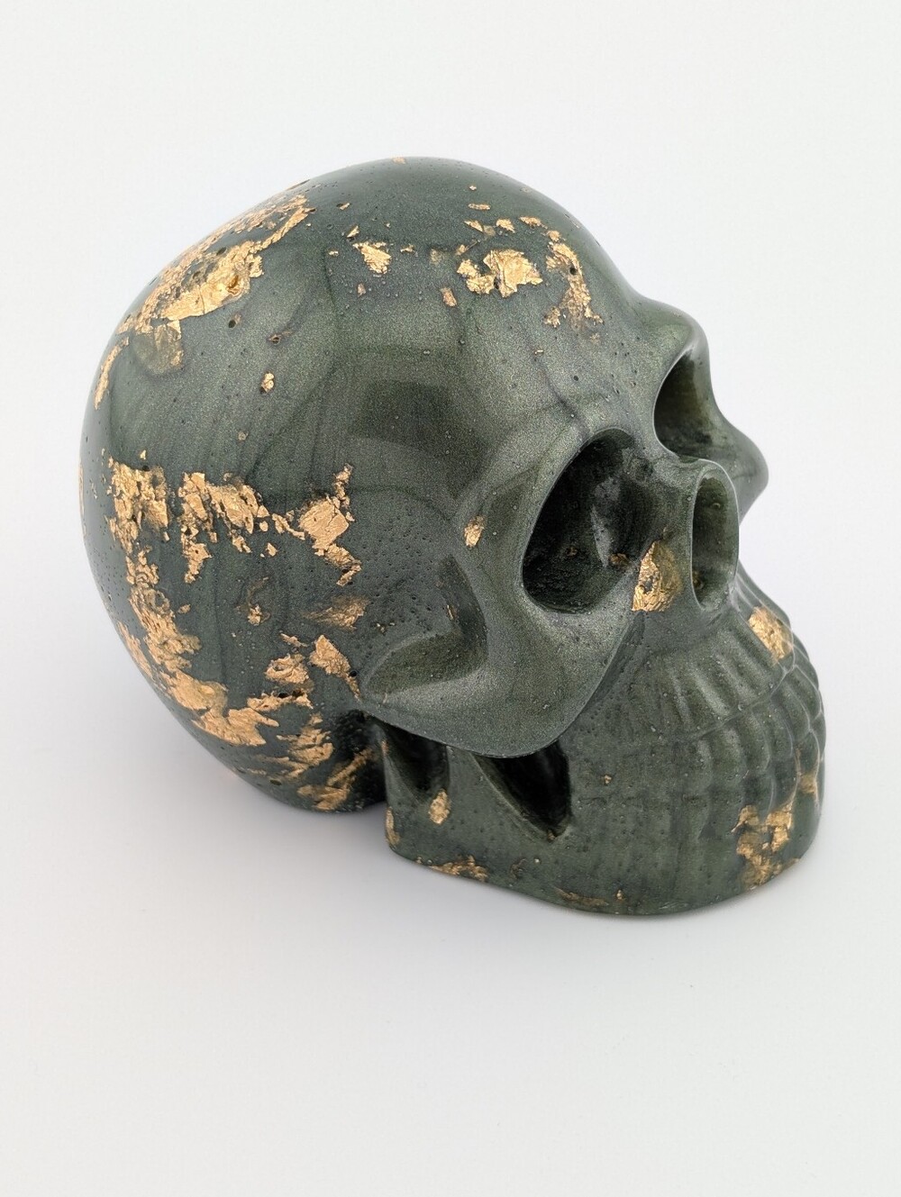 Handmade Whimsigoth Green Gold Skull Autumn Fall Halloween Goth Decor Gift